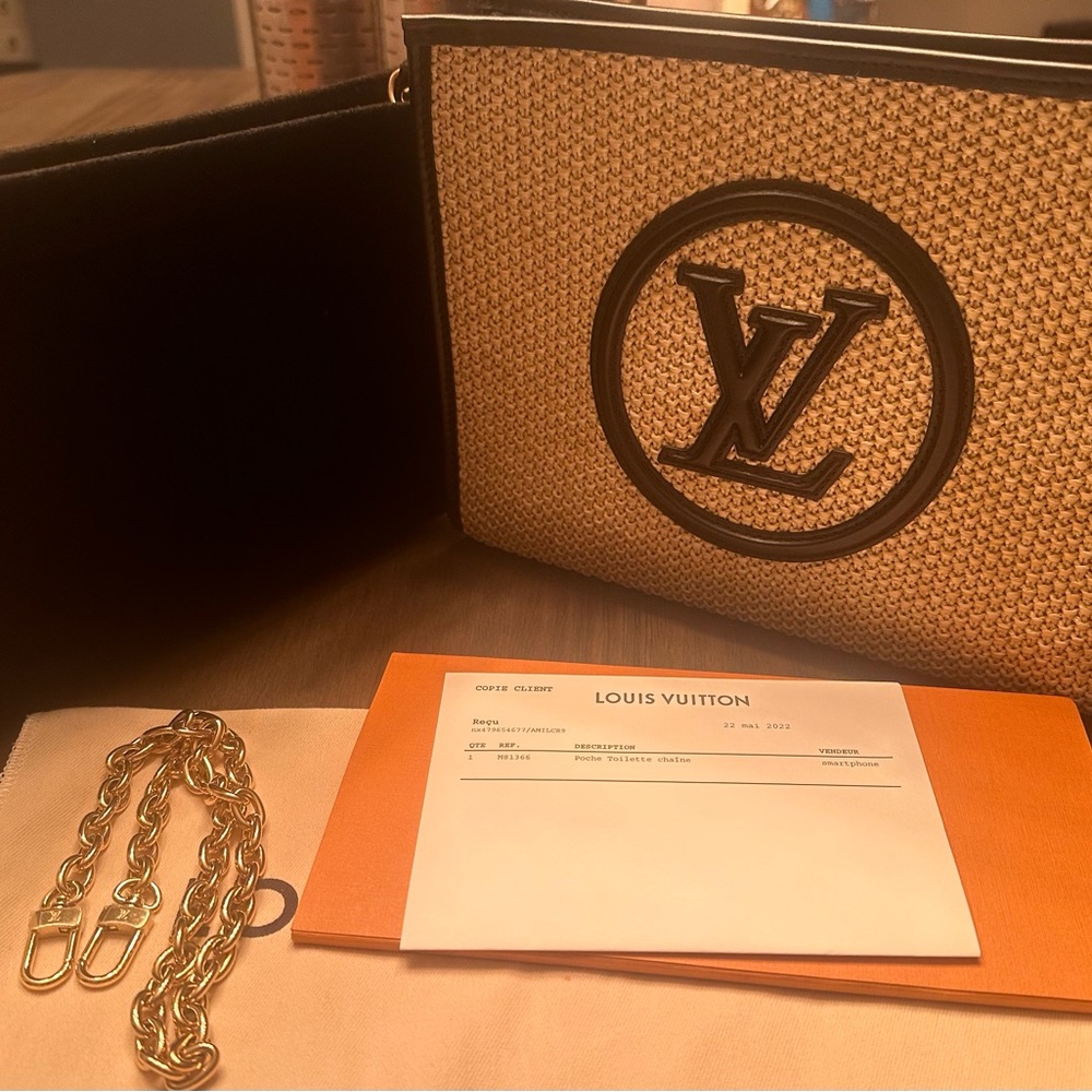 Never Carried Authentic Louis Vuitton Rafia Natural Toiletry Pouch 2022